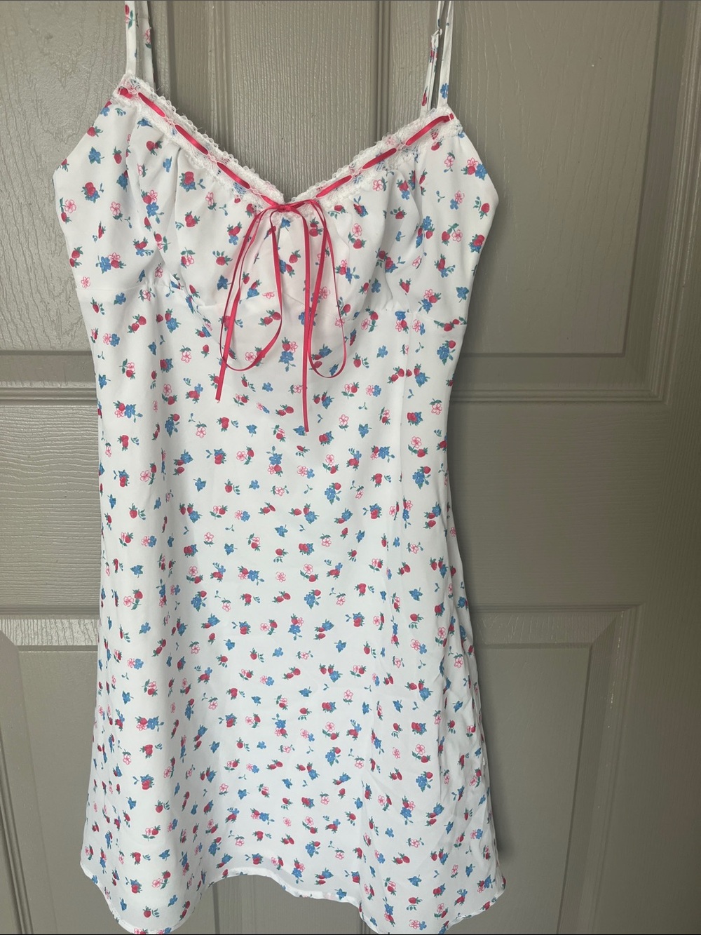 PacSun White Mini Dress with Pink and Blue Floral Print